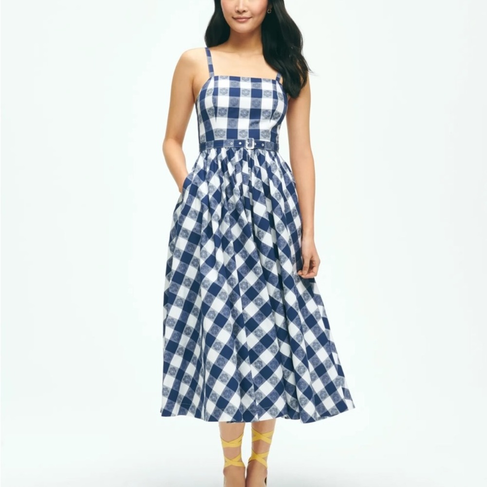 Brooks Brothers Navy Gingham Dress Size 8 NWT